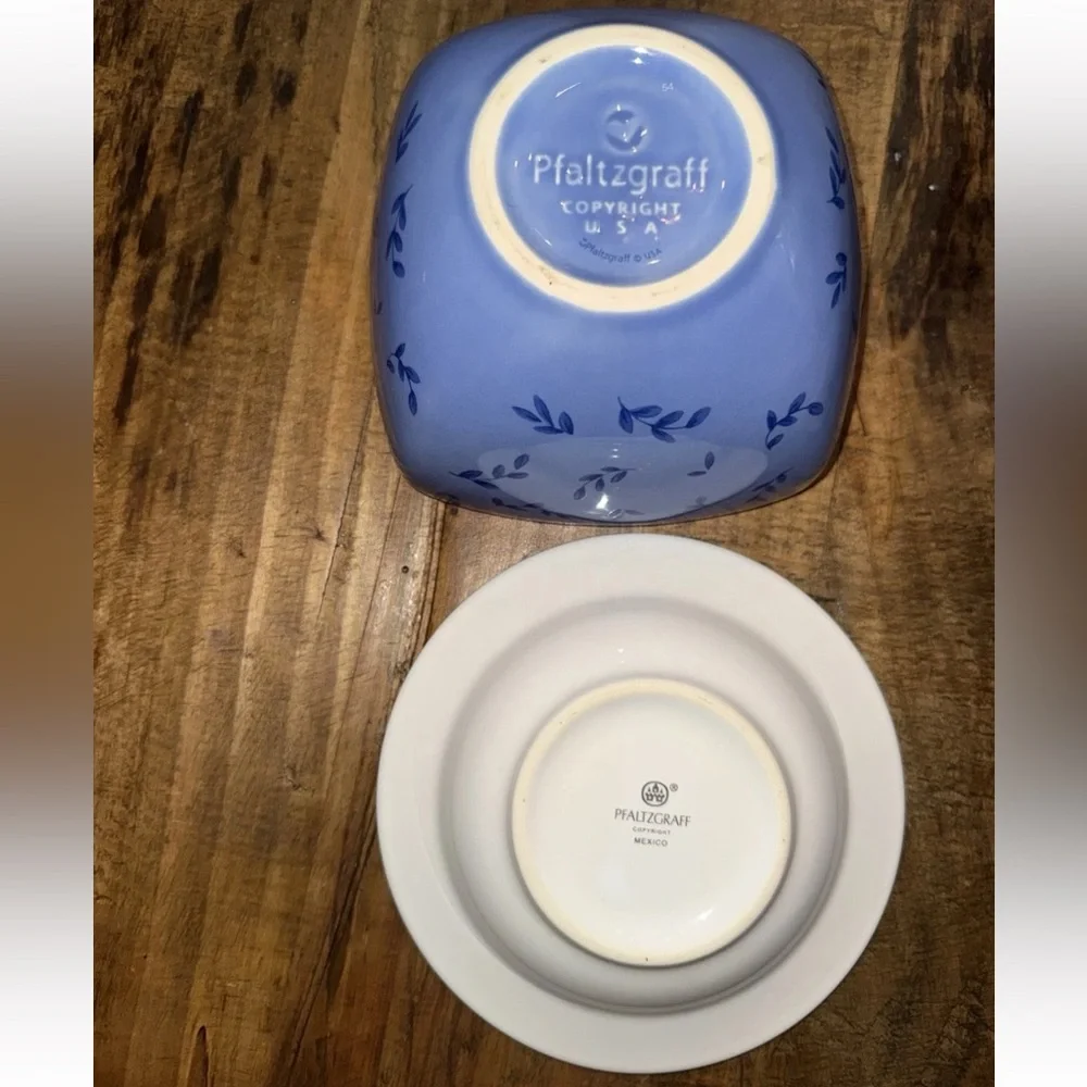 Vintage Pfaltzgraff Summer Breeze Square Bowls And Matching Salad Plate Set Of 4